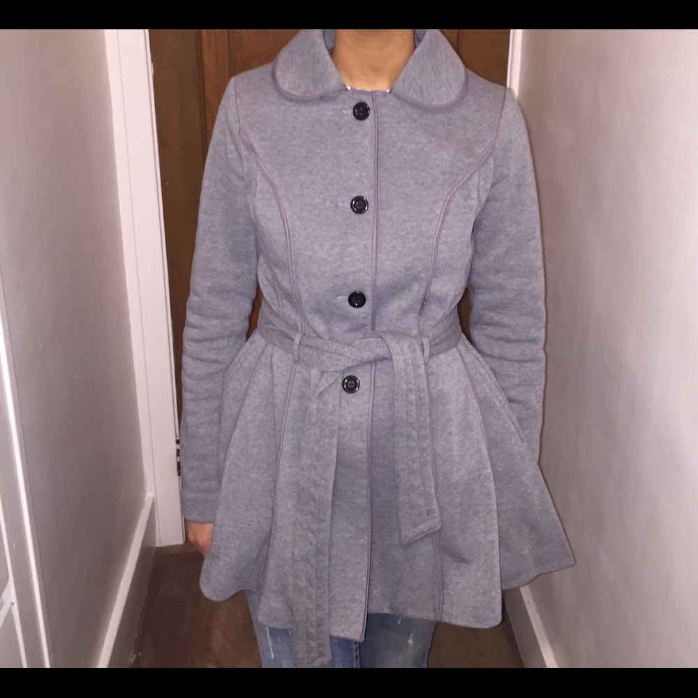 Gray flared trench coat
